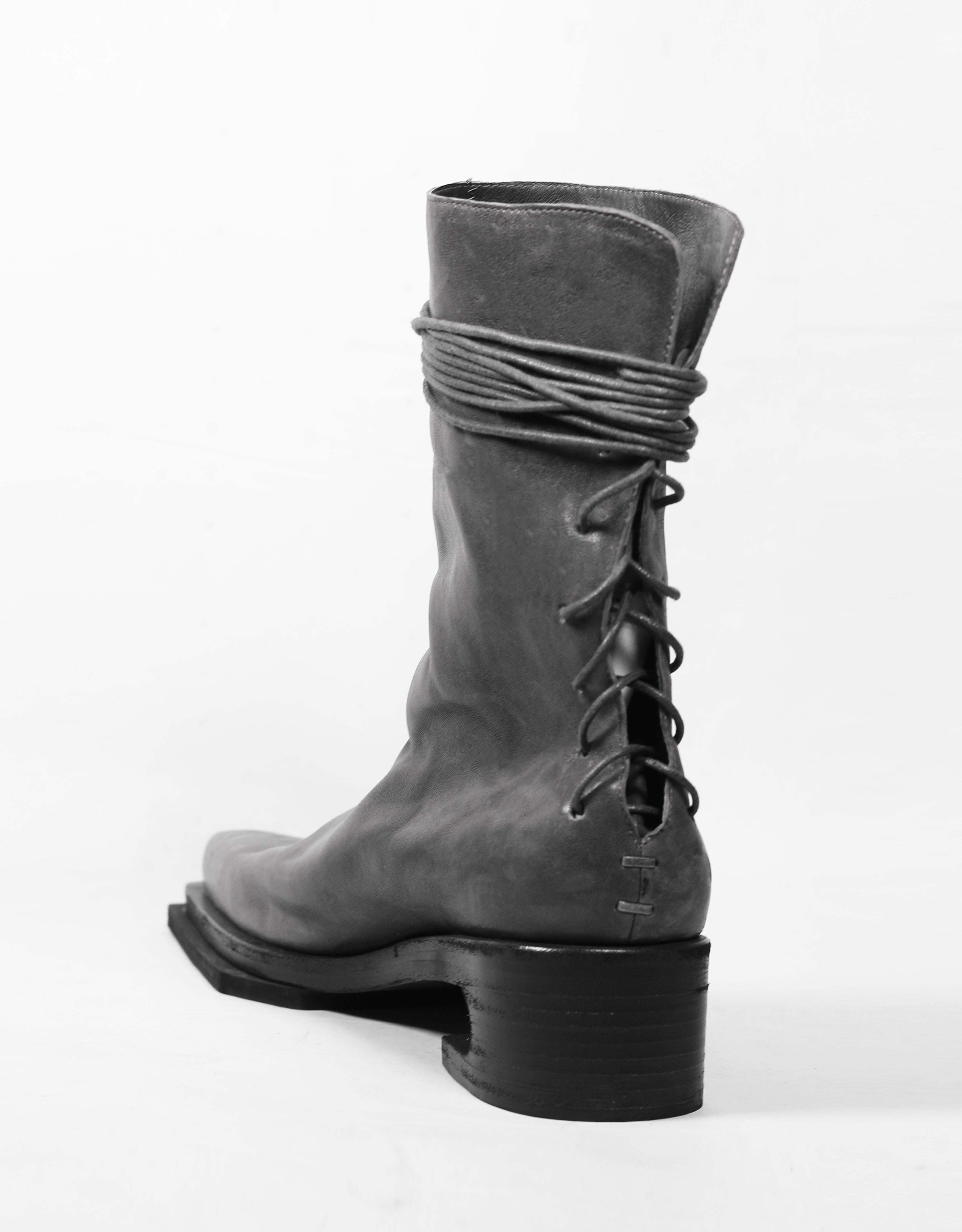 Grey lace up boots best sale